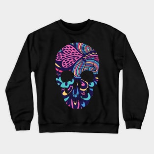 Niche Skull Island Mod Art  Calavera Sugar Skull Dark Flowers Mexican Holiday Crewneck Sweatshirt